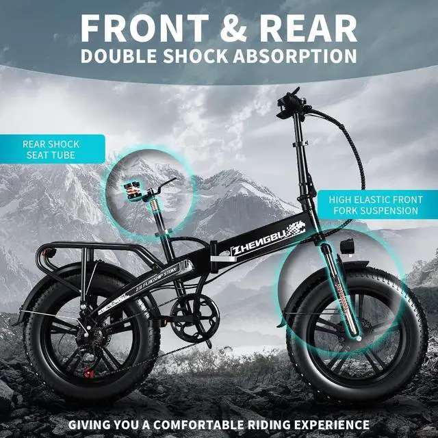 Alt view image 6 of 7 - Adult Electric Bike 750W Motor 20"*4.0" All Terrain Fat Tire Ebike with Samsung 48V 12.8Ah Lithium Battery