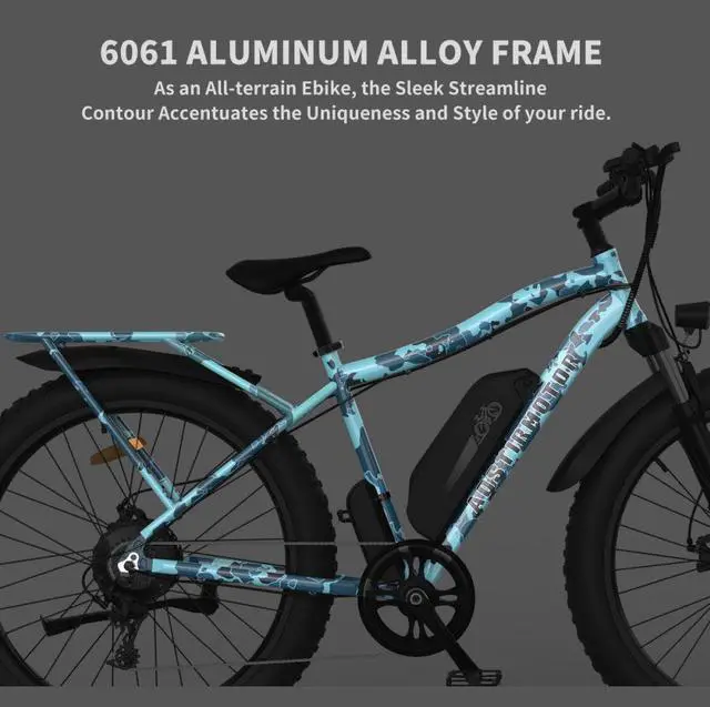 Alt view image 3 of 7 - S07-F 26" 750W Electric Bike Fat Tire P7 48V 13AH Removable Lithium Battery for Adults with Detachable Rear Rack Fender New