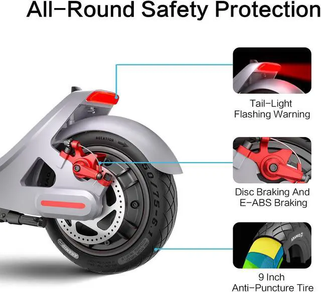 Alt view image 5 of 7 - LEQISMART Pro Electric Scooter - 9" Tires - Up to 25 Miles Long-Range & 15.5 MPH Max 630W Motor Portable Folding Commuting Scooter for Adults and Kids with Double Braking System