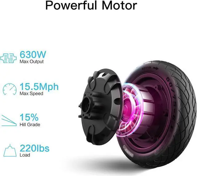 Alt view image 5 of 7 - LEQISMART Pro Electric Scooter - 9" Tires - Up to 25 Miles Long-Range & 15.5 MPH Portable Folding Commuting Scooter for Adults and Kids with Double Braking System