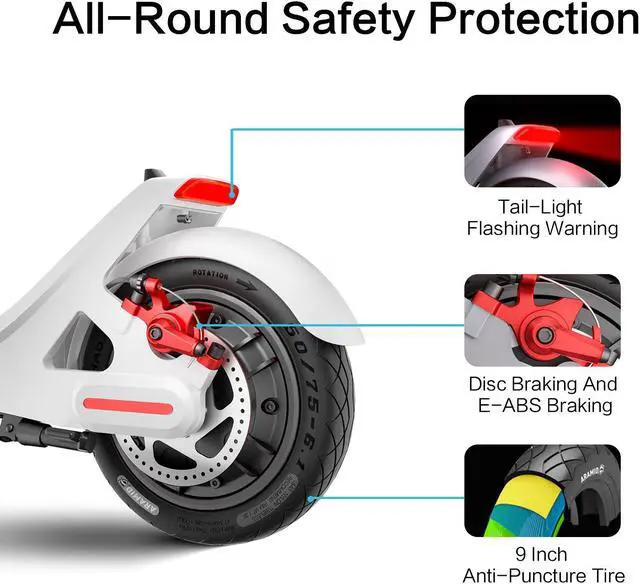 Alt view image 4 of 7 - LEQISMART Pro Electric Scooter - 9" Tires - Up to 25 Miles Long-Range & 15.5 MPH Portable Folding Commuting Scooter for Adults and Kids with Double Braking System