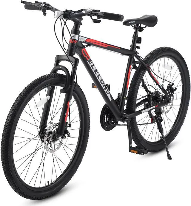 Main image of S26102 Elecony 26 Inch Mountain Bike; Shimano 21 Speeds with Mechanical Disc Brakes; High-Carbon Steel Frame; Suspension MTB Bikes Mountain Bicycle for Adult & Teenagers