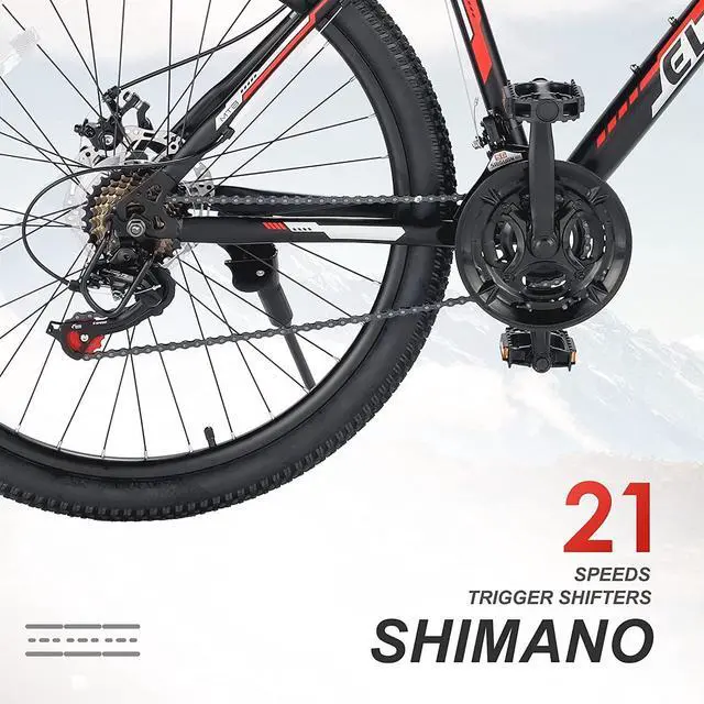 Alt view image 3 of 7 - S26102 Elecony 26 Inch Mountain Bike; Shimano 21 Speeds with Mechanical Disc Brakes; High-Carbon Steel Frame; Suspension MTB Bikes Mountain Bicycle for Adult & Teenagers