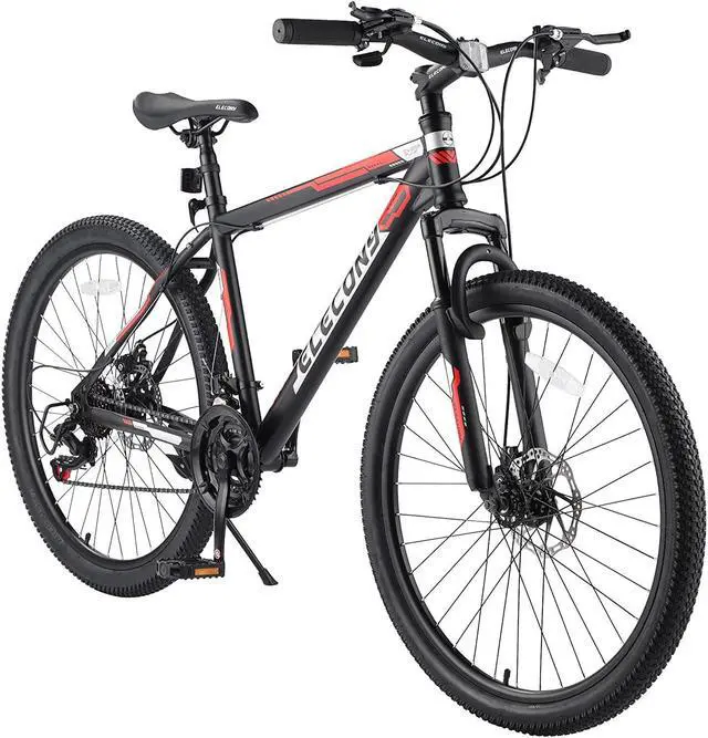 Alt view image 7 of 7 - S26102 Elecony 26 Inch Mountain Bike; Shimano 21 Speeds with Mechanical Disc Brakes; High-Carbon Steel Frame; Suspension MTB Bikes Mountain Bicycle for Adult & Teenagers