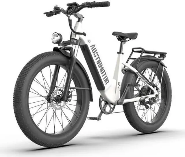 Alt view image 4 of 7 - AOSTIRMOTOR New Pattern 26" 1000W Electric Bike Fat Tire 52V15AH Removable Lithium Battery for Adults(white)