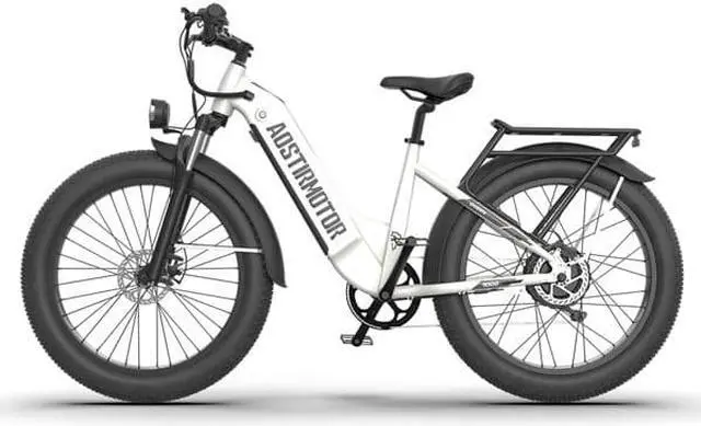 Main image of AOSTIRMOTOR New Pattern 26" 1000W Electric Bike Fat Tire 52V15AH Removable Lithium Battery for Adults(white)