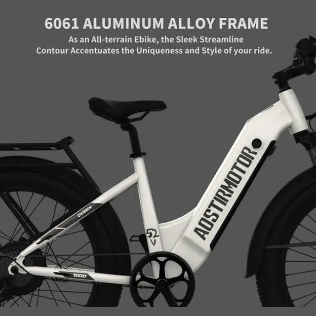 Alt view image 6 of 7 - AOSTIRMOTOR New Pattern 26" 1000W Electric Bike Fat Tire 52V15AH Removable Lithium Battery for Adults(white)