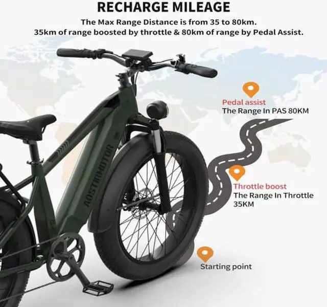 Alt view image 2 of 7 - AOSTIRMOTOR New Pattern King 26" 1000W Electric Bike 26in Fat Tire 52V15AH Removable Lithium Battery for Adults KING