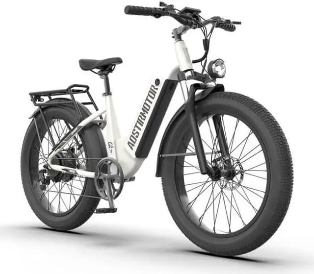 Alt view image 3 of 7 - AOSTIRMOTOR New Pattern 26" 1000W Electric Bike Fat Tire 52V15AH Removable Lithium Battery for Adults(white)