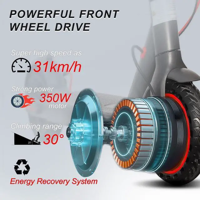 Alt view image 4 of 7 - AOVOPRO New Upgraded Electric Scooter 350W 31km/h Adult APP Smart Scooter Shock-absorbing Anti-skid Folding Electric Scooter