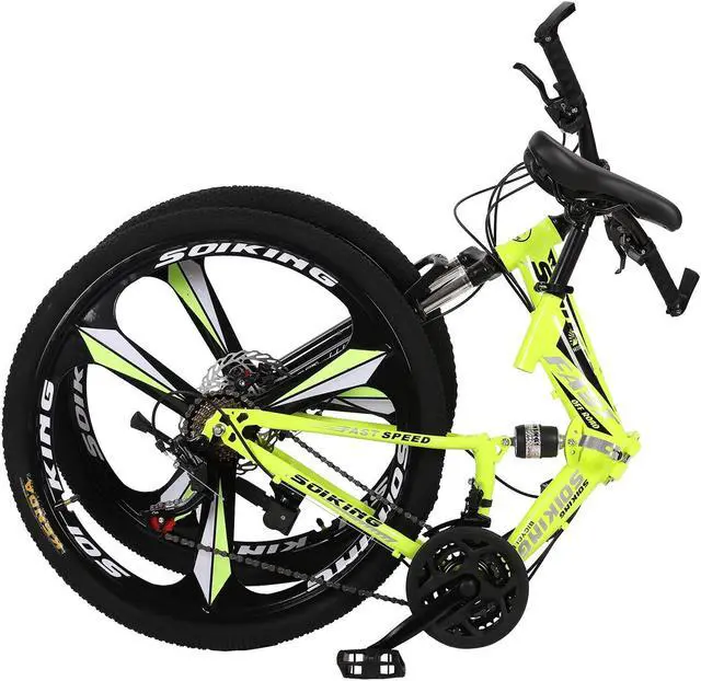 Alt view image 4 of 7 - 27.5in Folding Mountain Bike Shimanos 21 Speed Bicycle Full Suspension MTB Bikes