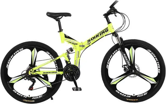 Alt view image 5 of 7 - 27.5in Folding Mountain Bike Shimanos 21 Speed Bicycle Full Suspension MTB Bikes