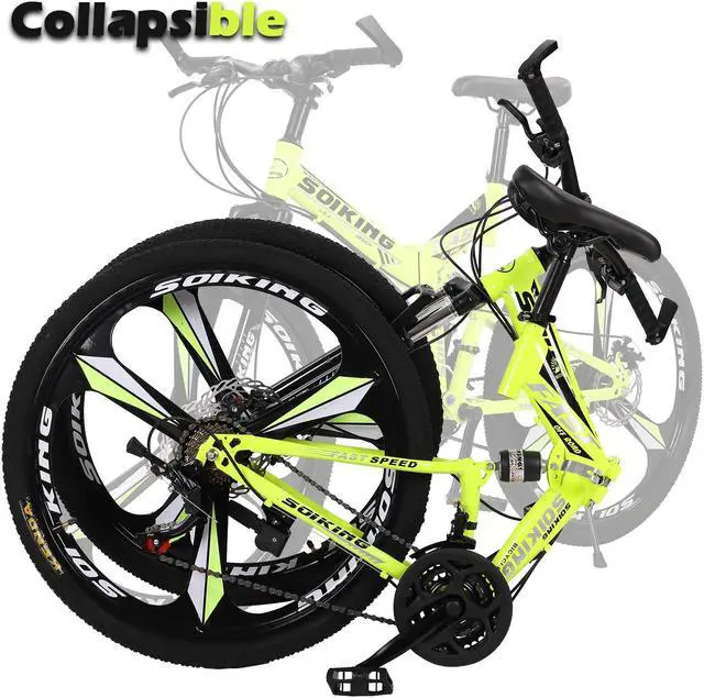 Alt view image 6 of 7 - 27.5in Folding Mountain Bike Shimanos 21 Speed Bicycle Full Suspension MTB Bikes