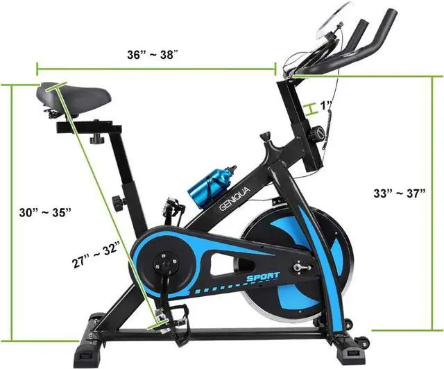 Alt view image 5 of 7 - Geniqua Cycling Exercise Bike Stationary Upright Bicycle Flywheel Cardio Training Indoor Home, Gym Adjustable Height, LCD Monitor