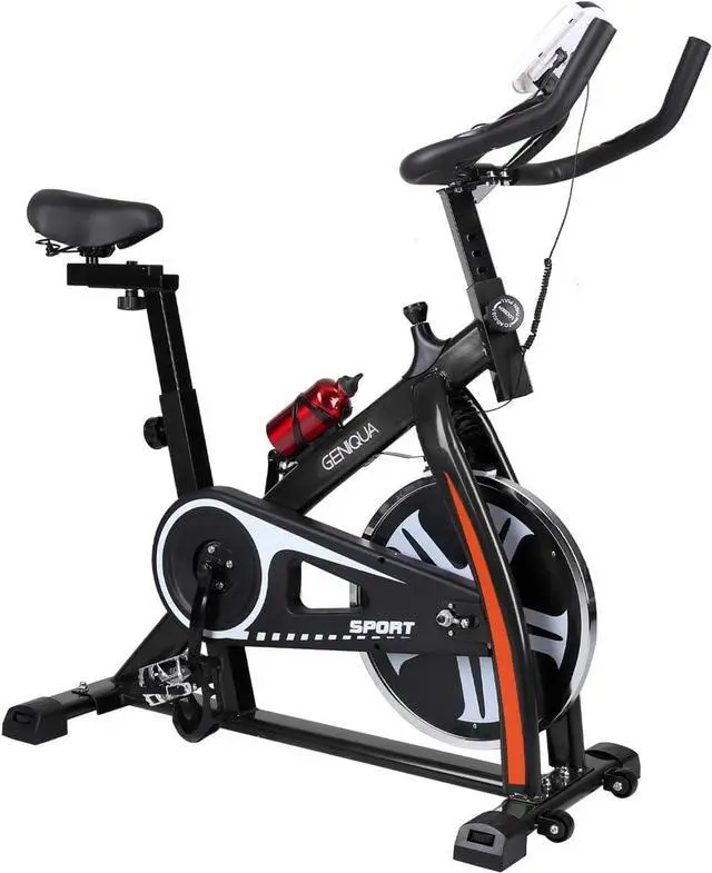 Main image of Geniqua Cycling Exercise Bike Stationary Upright Bicycle Flywheel Cardio Training Indoor Home, Gym Adjustable Height, LCD Monitor