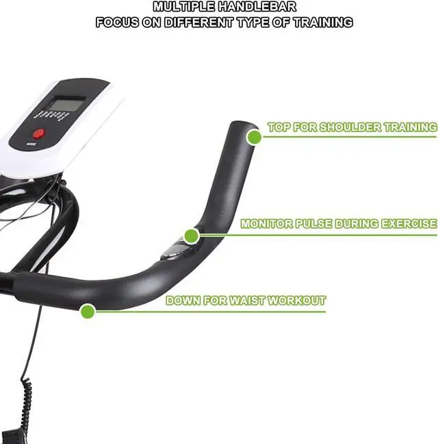 Alt view image 6 of 7 - Geniqua Cycling Exercise Bike Stationary Upright Bicycle Flywheel Cardio Training Indoor Home, Gym Adjustable Height, LCD Monitor