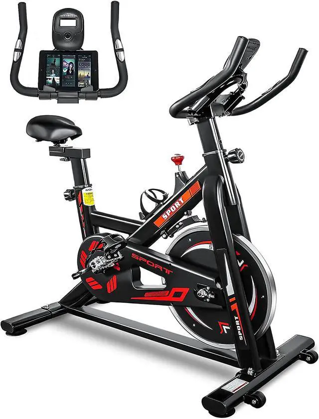 Main image of Indoor Stationary Bikes for Home Exercise, Cycling Bike with LCD Monitor Pulse Sensor and Pad Holder, Quiet and smooth Belt Drive with Chromed Flywheel 220lbs