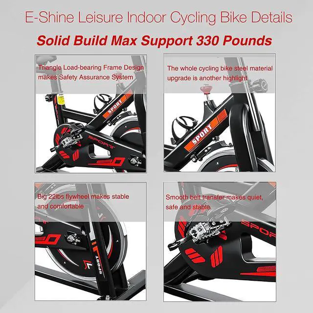 Alt view image 6 of 7 - Indoor Stationary Bikes for Home Exercise, Cycling Bike with LCD Monitor Pulse Sensor and Pad Holder, Quiet and smooth Belt Drive with Chromed Flywheel 220lbs