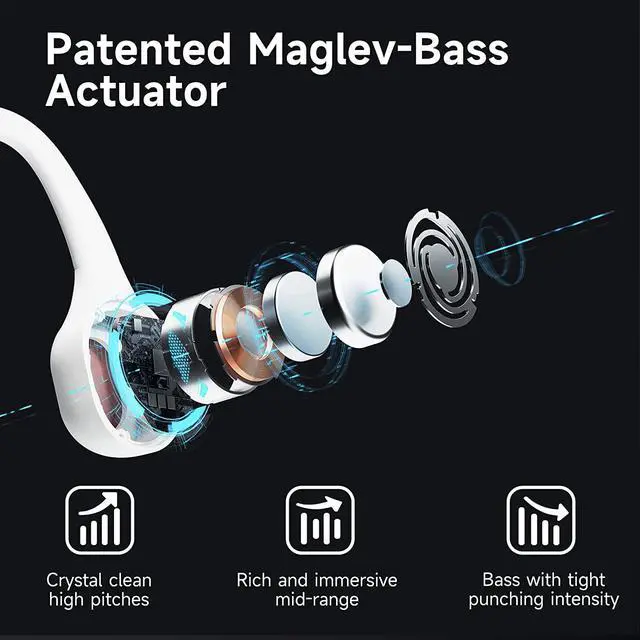Alt view image 6 of 7 - Bone Conduction Headphones, MOJAWA MOJO2 Open Ear Wireless Bluetooth Headphones, Sports Headset with Deep Bass and Secure Fit, IP67 Waterproof, 26g, 8H Playtime for Running Cycling Workouts