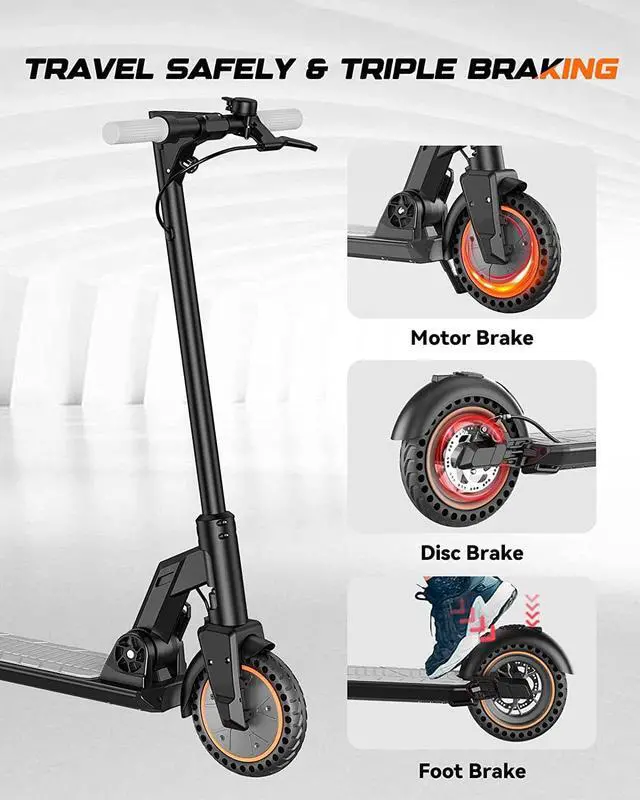 Alt view image 6 of 6 - Electric Scooter - 5TH WHEEL M2 Electric Scooter Adults, 8.5" Honeycomb Tire, 19 Miles Long Range & 15.5 Mph, Triple Brakes & Cushioning