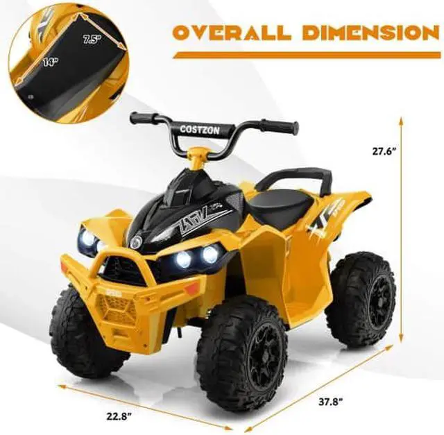 Alt view image 4 of 6 - 12V Kids Ride On ATV with High-Low Speed and Comfortable Seat-Yellow