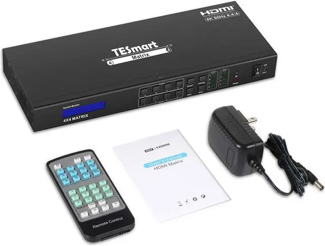 Alt view image 7 of 7 - TESmart Ultra HD 4K HDMI 4X4 Matrix Switcher 4 Port Input and 4 Port Output with RS232 IR Remote Control Supports 4Kx2K@60HZ, HDCP