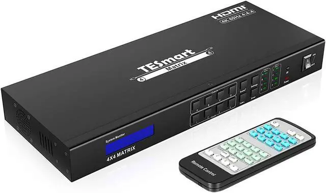 Main image of TESmart Ultra HD 4K HDMI 4X4 Matrix Switcher 4 Port Input and 4 Port Output with RS232 IR Remote Control Supports 4Kx2K@60HZ, HDCP