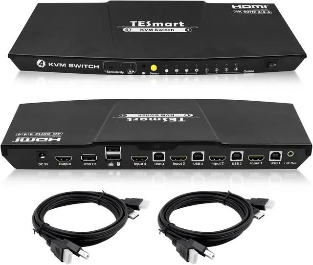 Main image of TESmart HDMI KVM Switch 4 ports 4 in 1 out  , support 4k 3840*2160@60Hz 4:4:4  Support HDR 10 and Dolby Vision ,Complaint with HDCP 2.2, With USB2.0 and audio output interface