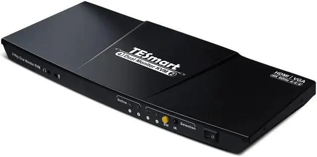 Main image of DUAL MONITOR KVM 2-PORT - HDMI + VGA - 4K 1080P - AUDIO OUTPUT & USB SHARING -2x2 KVM