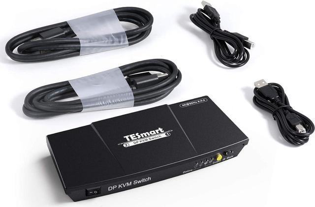 DP KVM switch 2 port 4K60Hz with EDID,USB hub,L/R Audio TESmart