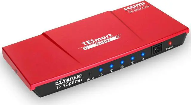 Main image of 4K HDMI Splitter 1 in 4 Out, TESmart HDMI Splitter 1x4 Support 4K@60hz, HDR10, HDCP 2.2, CEC, Compatible with Fire Stick, Apple TV, Xbox, PS4, PS3, Roku Blu-Ray Player