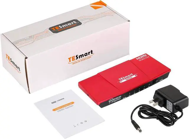 Alt view image 3 of 7 - 4K HDMI Splitter 1 in 4 Out, TESmart HDMI Splitter 1x4 Support 4K@60hz, HDR10, HDCP 2.2, CEC, Compatible with Fire Stick, Apple TV, Xbox, PS4, PS3, Roku Blu-Ray Player