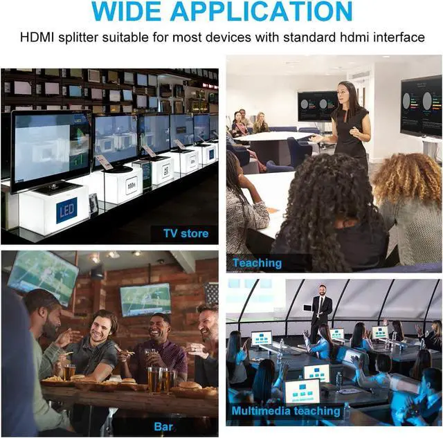 Alt view image 5 of 7 - 4K HDMI Splitter 1 in 4 Out, TESmart HDMI Splitter 1x4 Support 4K@60hz, HDR10, HDCP 2.2, CEC, Compatible with Fire Stick, Apple TV, Xbox, PS4, PS3, Roku Blu-Ray Player