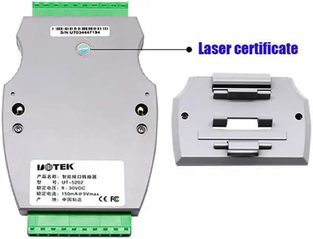 Alt view image 4 of 7 - UOTEK Industrial Grade RS232 RS-485 to RS485 Hub 2 Ports Din Rail Installation with Isolation Surge Protection UT-5202