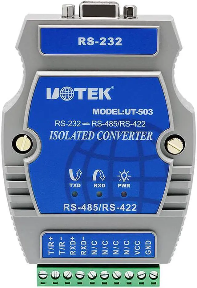Alt view image 2 of 7 - UOTEK Industrial RS-232 to RS-485 RS-422 Converter DB9 RS232 to RS485 RS422 Adapter RS 232 485 422 Connector Isolation UT-503