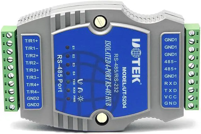 Alt view image 4 of 7 - UOTEK RS232 RS485 to RS485 Hub 4 Ports RS-485 Din Rail Hub Industrial Grade RS485 Serial Converter Hub with 600W Lightning Surge Protection UT-5204