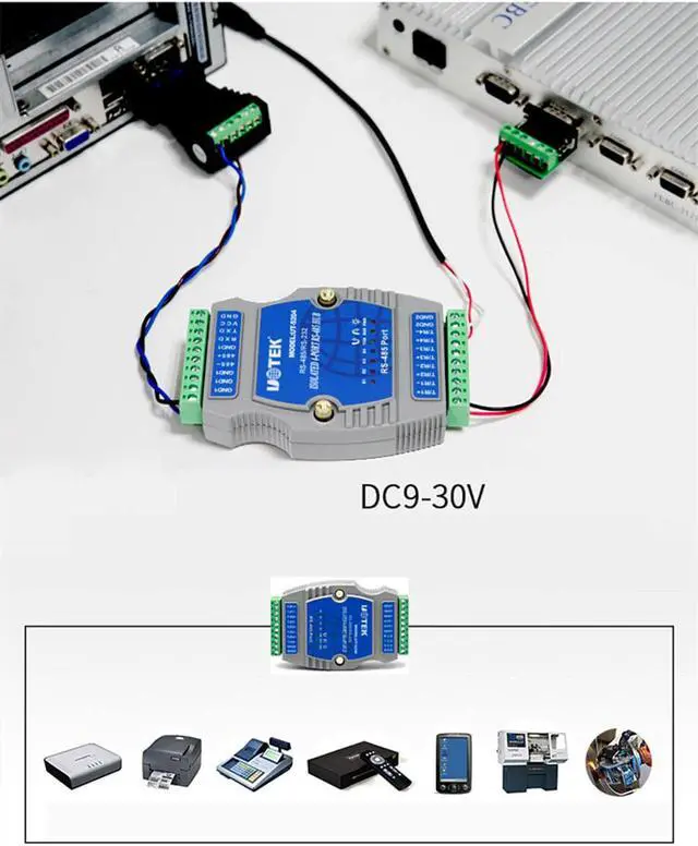 Alt view image 5 of 7 - UOTEK RS232 RS485 to RS485 Hub 4 Ports RS-485 Din Rail Hub Industrial Grade RS485 Serial Converter Hub with 600W Lightning Surge Protection UT-5204