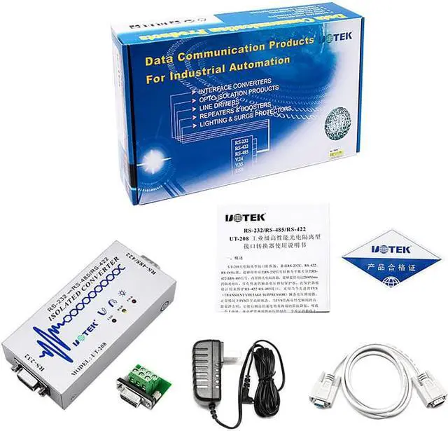 Alt view image 5 of 7 - UOTEK RS-232 to RS-485 RS-422 Adapter Industrial DB9 RS232 to RS485 Converter RS422 Connector Isolation ESD Anti-Surge UT-208