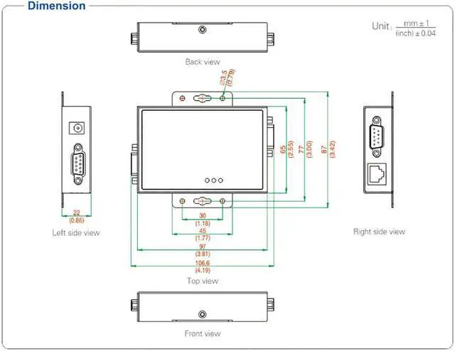 Alt view image 6 of 7 - UOTEK RS232 to RS485 RS422 Converter RS-485 RS-422 to RS-232 Adapter DB9 Com Connector RJ45 Port 600W Lightning Surge Protection UT-216