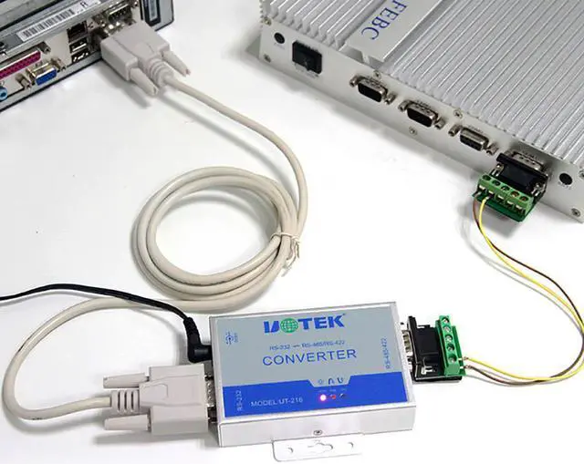 Alt view image 3 of 7 - UOTEK RS232 to RS485 RS422 Converter RS-485 RS-422 to RS-232 Adapter DB9 Com Connector RJ45 Port 600W Lightning Surge Protection UT-216
