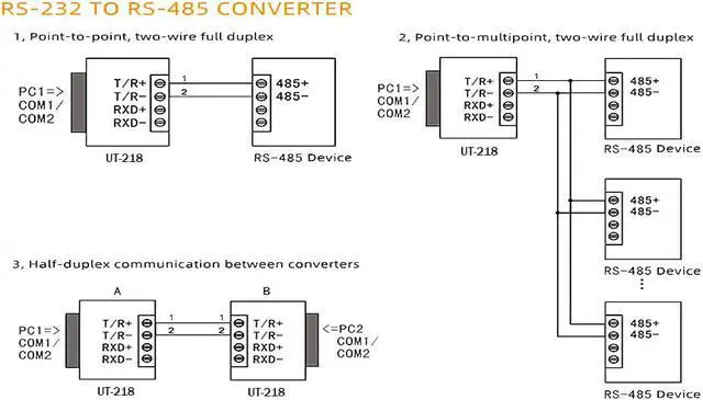 Alt view image 7 of 7 - UOTEK Industrial RS232 to RS485 RS422 Converter with Isolation Surge ±15KV ESD Protection DB9 Connector Supports All Operating System UT-218