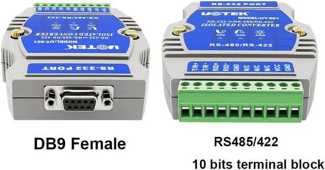 Alt view image 4 of 7 - UOTEK RS232 to RS485 RS422 Port-Powered Converter RS-232 to RS-422 Adapter Industrial Grade RS-232 to RS-485 Connector with Isolation Surge ESD Protection UT-501