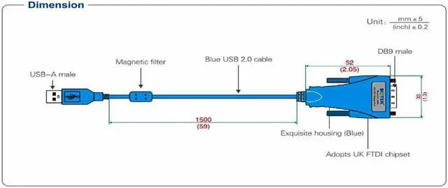 Alt view image 6 of 7 - UOTEK 4.92FT USB to RS232 Converter Adapter FTDI Chip Compatible with USB2.0 1.5M Serial Cable DB9 Malel Port ±15KV ESD Protection UT-8801