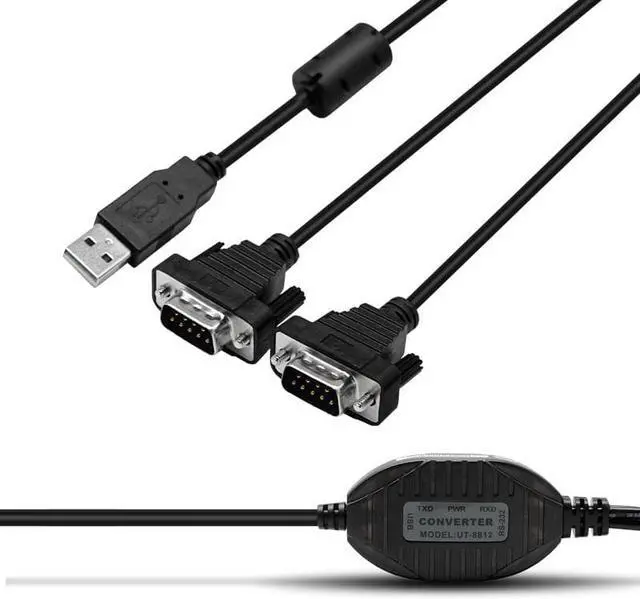 Alt view image 2 of 7 - UOTEK Industrial Grade USB to RS232 Converter 1.5M USB2.0 to RS-232 2 Ports Cable Adapter DB9 Com Expansion Connector with ESD Protection UT-8812