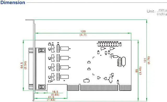 Alt view image 6 of 7 - UOTEK PCI to 4 Ports RS232 High Speed Serial Card RS-232 Multiport Serial Adapter DR44 Expansion Connector Industrial Grade Converter UT-754
