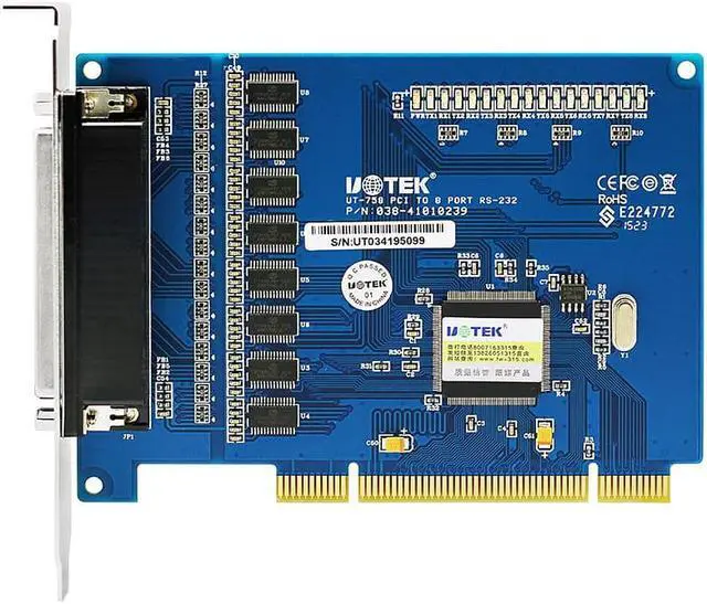 Alt view image 2 of 7 - UOTEK PCI to RS232 Serial Card RS-232 8 Ports High Speed DR62 Expansion Converter Industrial Grade DR62 Female DB9 Connector UT-758 Adapter with ±15KV ESD Protection