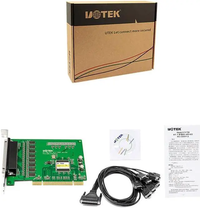 Alt view image 6 of 7 - UOTEK Industrial PCI to RS-232 Serial Card RS232 8 Ports High Speed DR62 Converter DB9 Connector RTS/CTS XON/XOFF Control UT-768