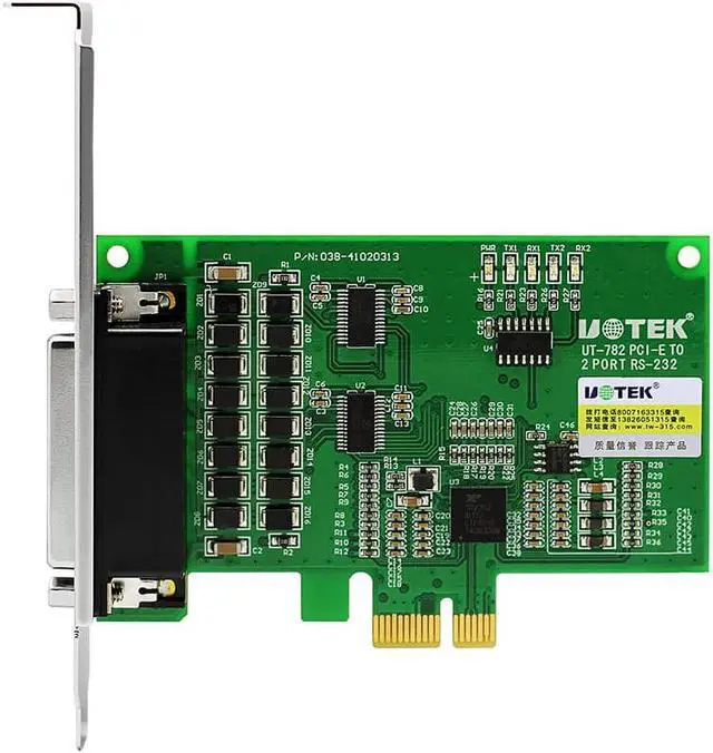 Alt view image 2 of 7 - UOTEK Industrial Grade PCI-E to RS-232 Serial Card PCIE to RS232 2 Ports High Speed DR44 Converter DB9 Connector UT-782 Adapter with ESD protection