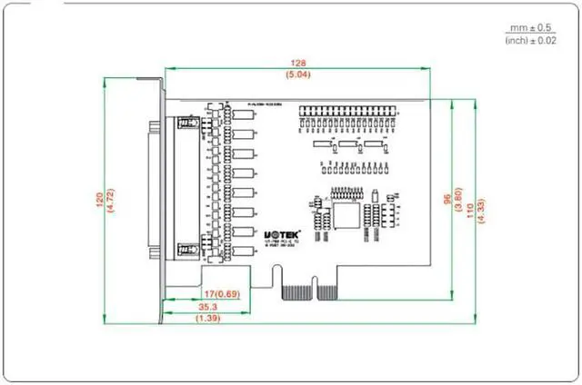 Alt view image 7 of 7 - UOTEK Industrial PCI-E to 8-port RS-232 Serial Card PCIE to RS232 High Speed DR62 Converter Com DB9 Connector 4U UT-788 Support 256byte FIFO Driver and Built-in Hardware and Software