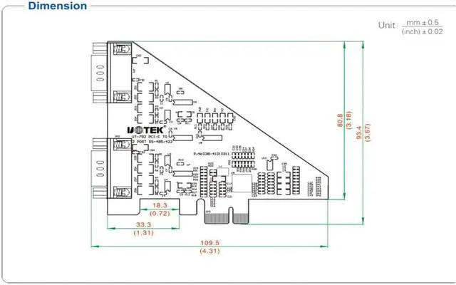 Alt view image 7 of 7 - UOTEK PCI-E to 2 Ports RS485 RS422 Serial Port Adapter High-Speed Serial Expansion Port ESD Protection Industrial UT-792